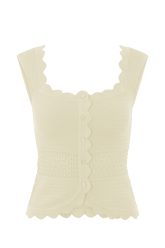 Madeline Scallop Knit Top - Ivory